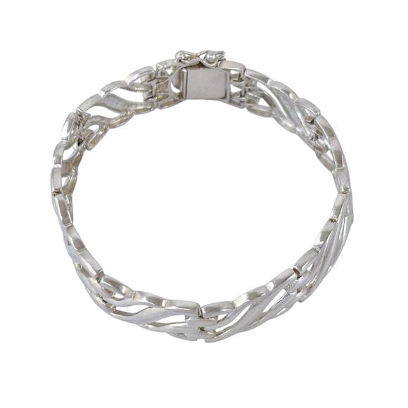 Vintage Sterling Silver 925 Openwork Panel Bracelet 7" - Picture 5 of 8